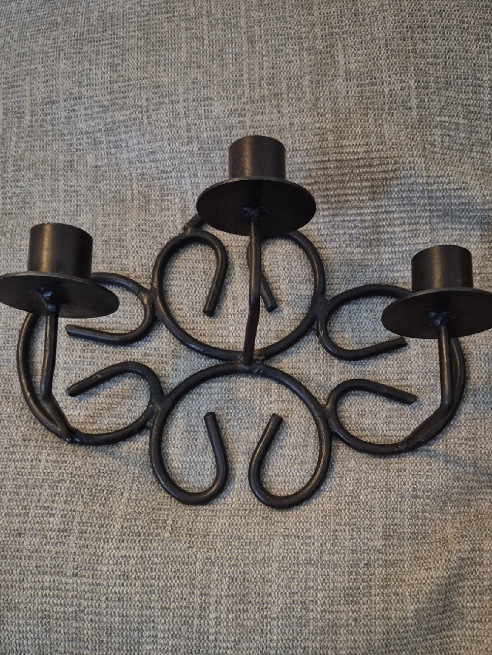 Wrought Iron 3-Arm Candle Holder - Black